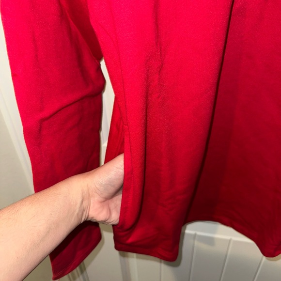 Ellie Crewneck Red with Button Accent - Patch Elbow and Pockets - Picture 2 of 4